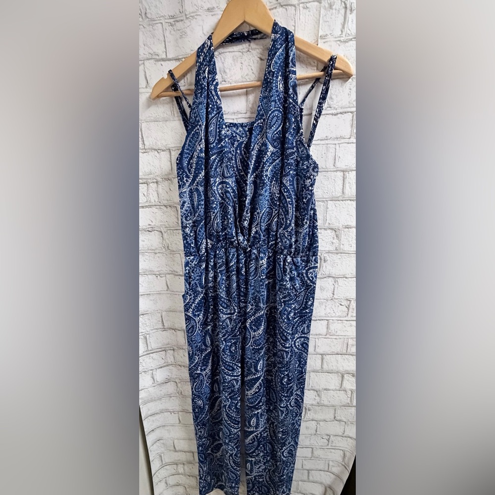 Bella Berry Navy Paisley Jumpsuit Romper